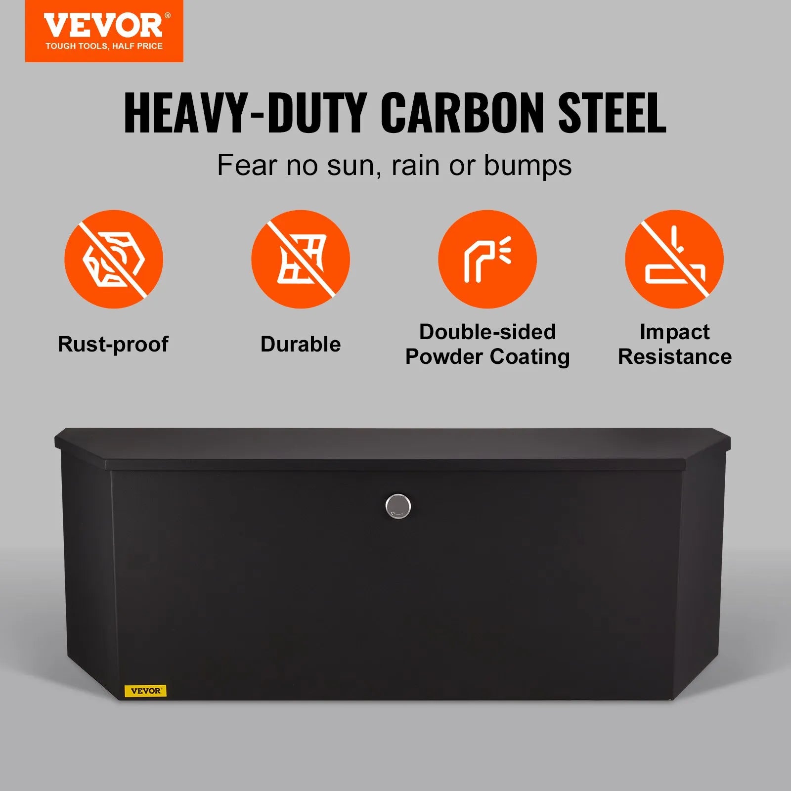 VEVOR Trailer Tongue Box, Carbon Steel Tongue Box Tool Chest, Heavy Duty Trailer Box Storage with Lock and Keys, Utility Trailer Tongue Tool Box for Pickup Truck Bed, RV Trailer, 36