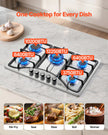 VEVOR Gas Cooktop 30 inch, Max 12250BTU 5 Burners Built-in Stainless Steel Gas Stove Top, LPG/NG Convertible Dual Fuel Natural Gas Hob with Thermocouple Protection