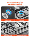 VEVOR Gas Cooktop 30 inch, Max 12250BTU 5 Burners Built-in Stainless Steel Gas Stove Top, LPG/NG Convertible Dual Fuel Natural Gas Hob with Thermocouple Protection