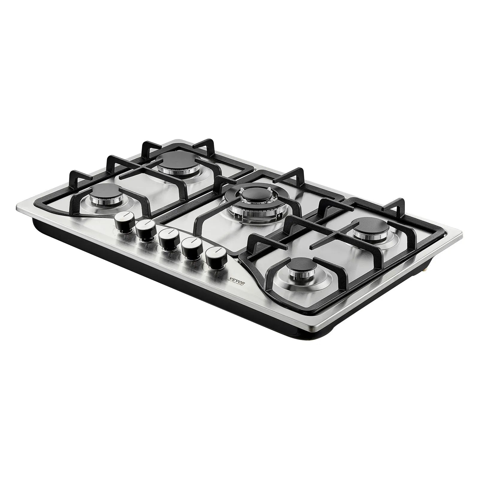 VEVOR Gas Cooktop 30 inch, Max 12250BTU 5 Burners Built-in Stainless Steel Gas Stove Top, LPG/NG Convertible Dual Fuel Natural Gas Hob with Thermocouple Protection