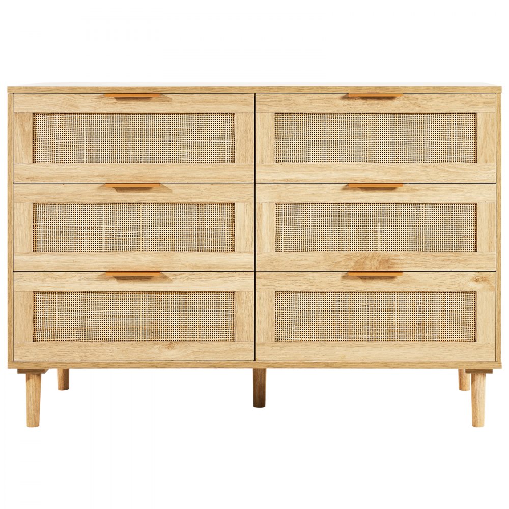VEVOR Rattan Drawer Dresser Natural Rattan Closet Dresser 6 Drawers for bedroom