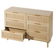 VEVOR Rattan Drawer Dresser Natural Rattan Closet Dresser 6 Drawers for bedroom