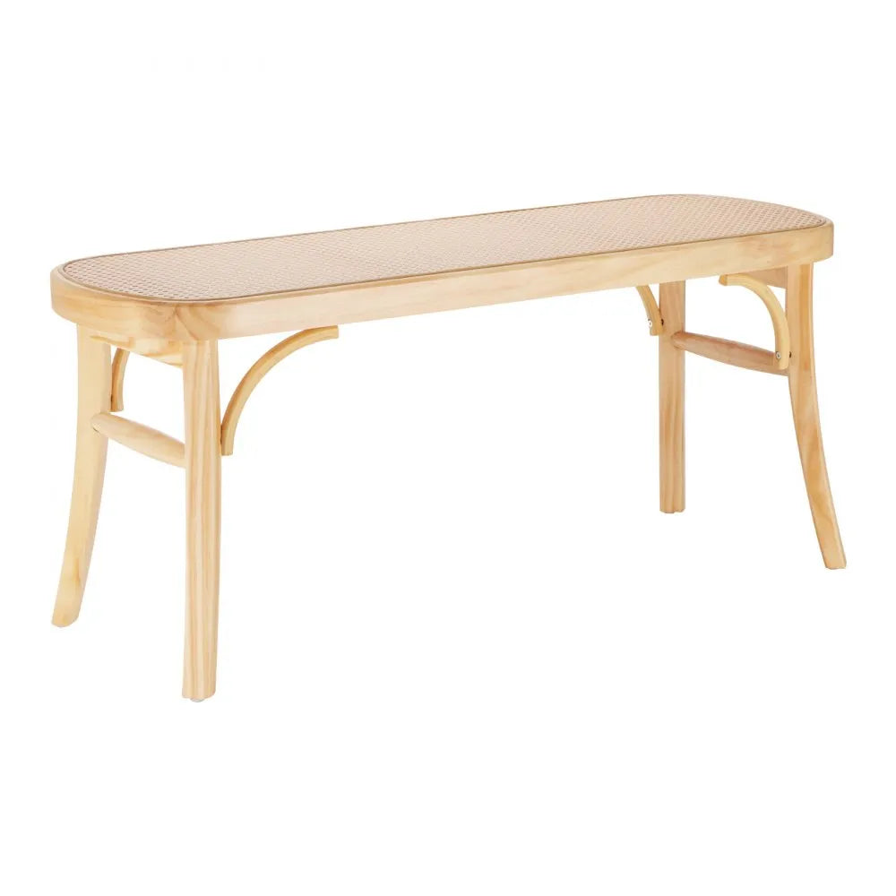 VEVOR Rattan Bench Wooden Bench 43.3 Inches for Entryway Living Room & Bedroom