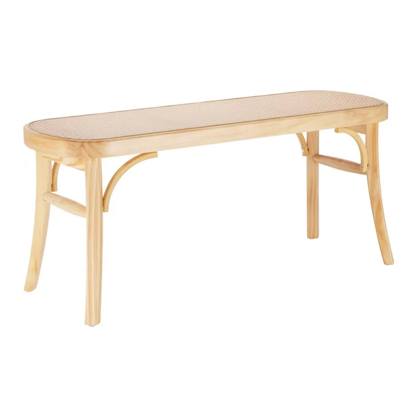 VEVOR Rattan Bench Wooden Bench 43.3 Inches for Entryway Living Room & Bedroom