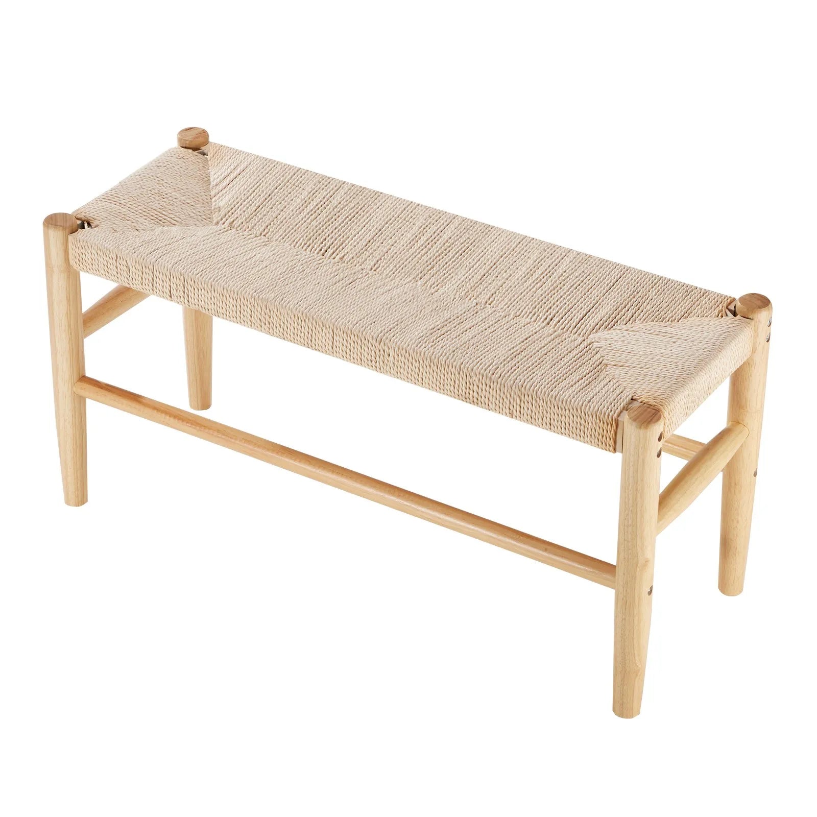 VEVOR Rattan Bench Wooden Bench 31.5 Inches for Entryway Living Room & Bedroom