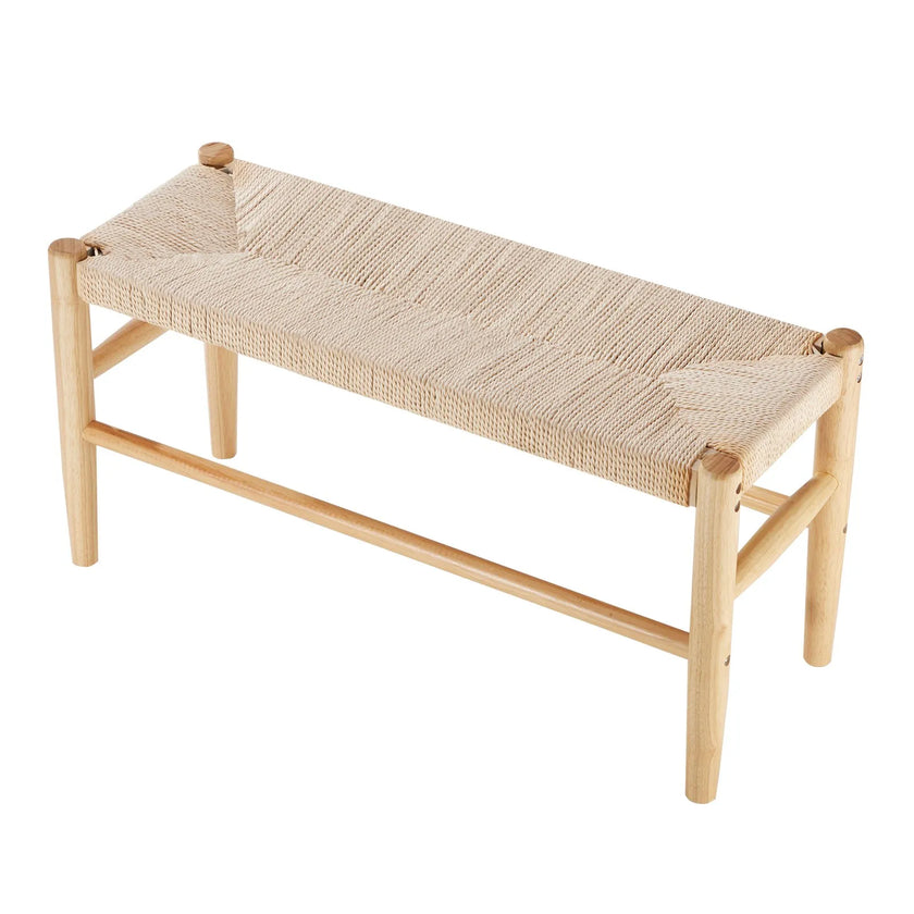 VEVOR Rattan Bench Wooden Bench 31.5 Inches for Entryway Living Room & Bedroom
