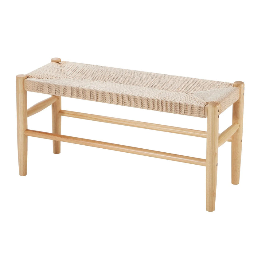 VEVOR Rattan Bench Wooden Bench 31.5 Inches for Entryway Living Room & Bedroom