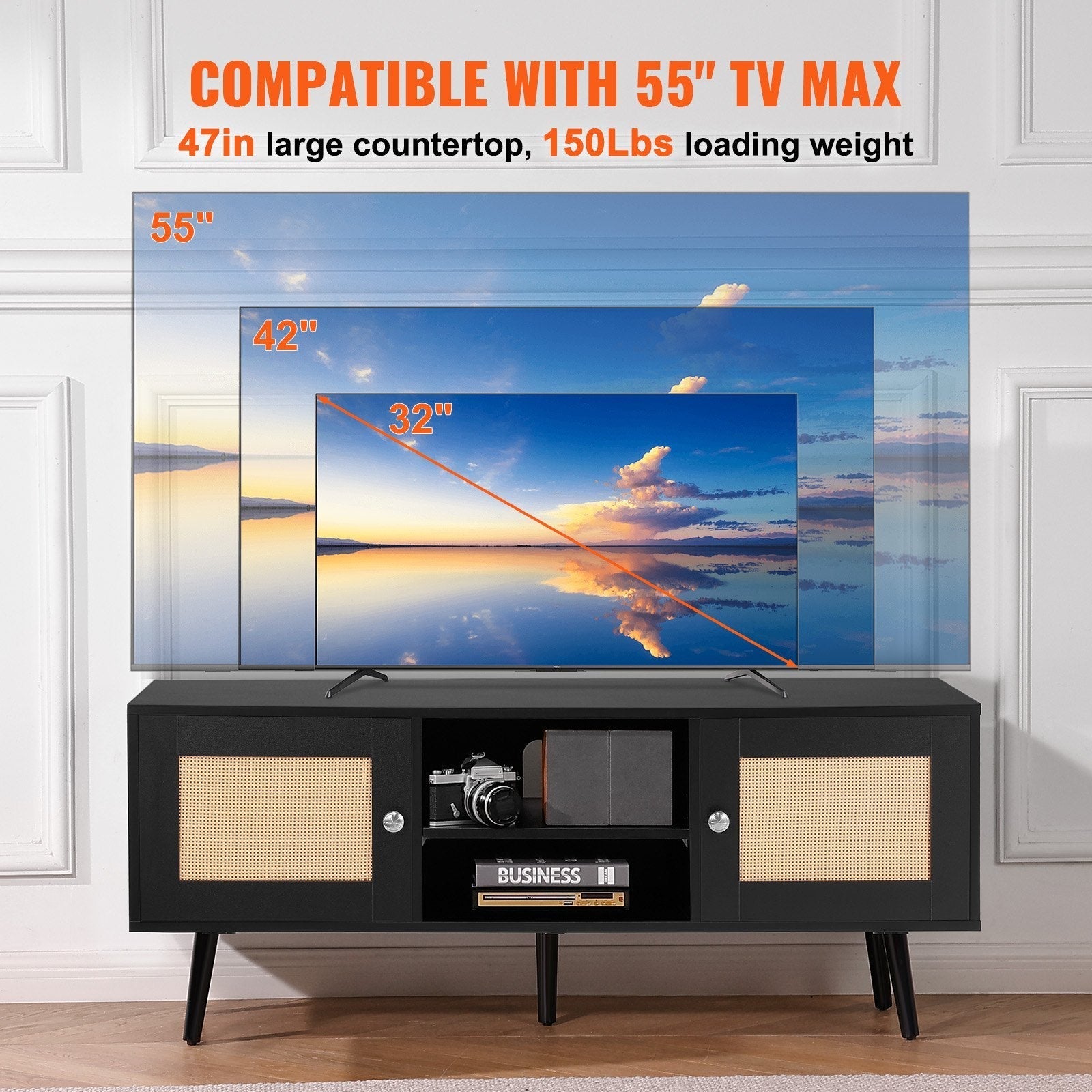 VEVOR Rattan TV Stand for 55