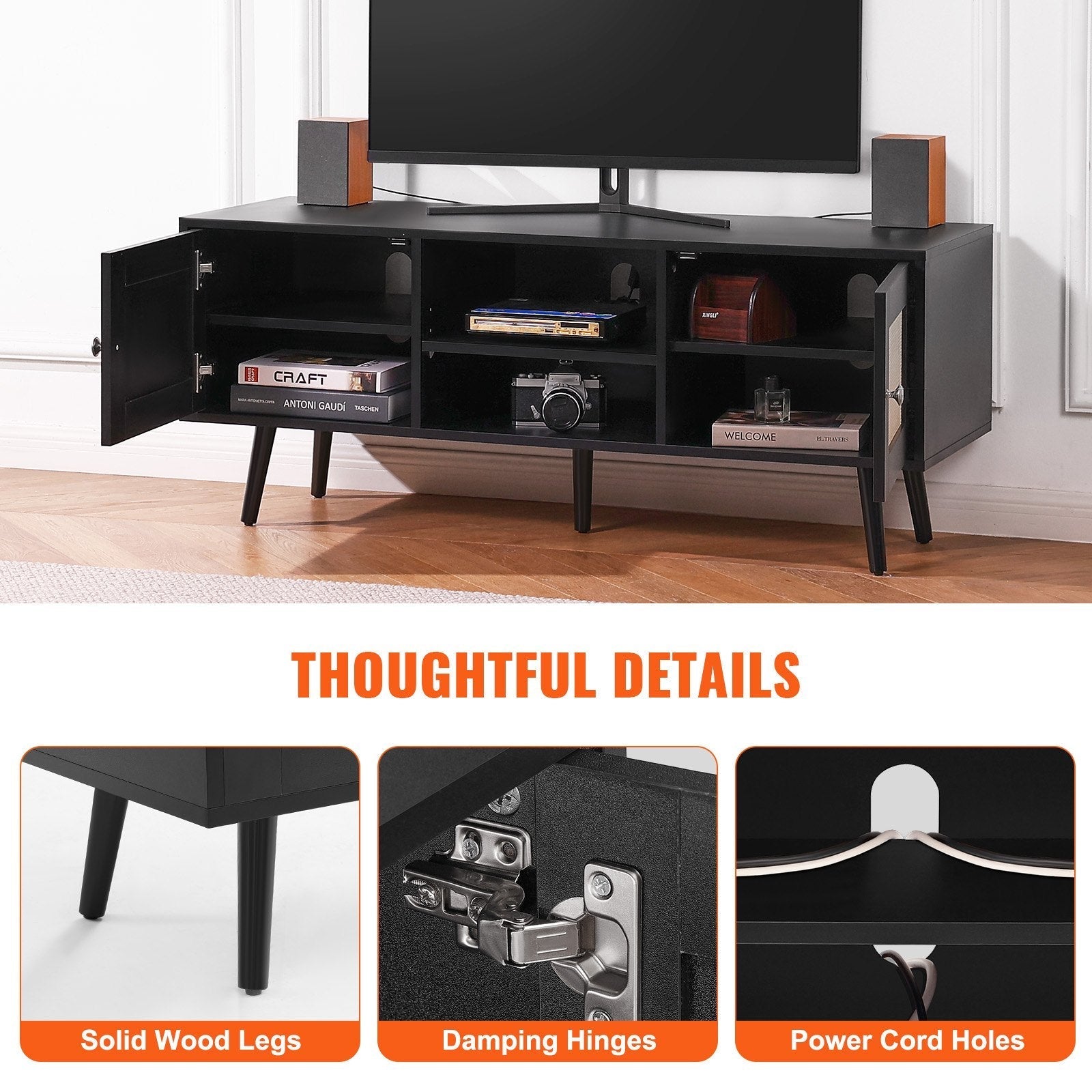 VEVOR Rattan TV Stand for 55
