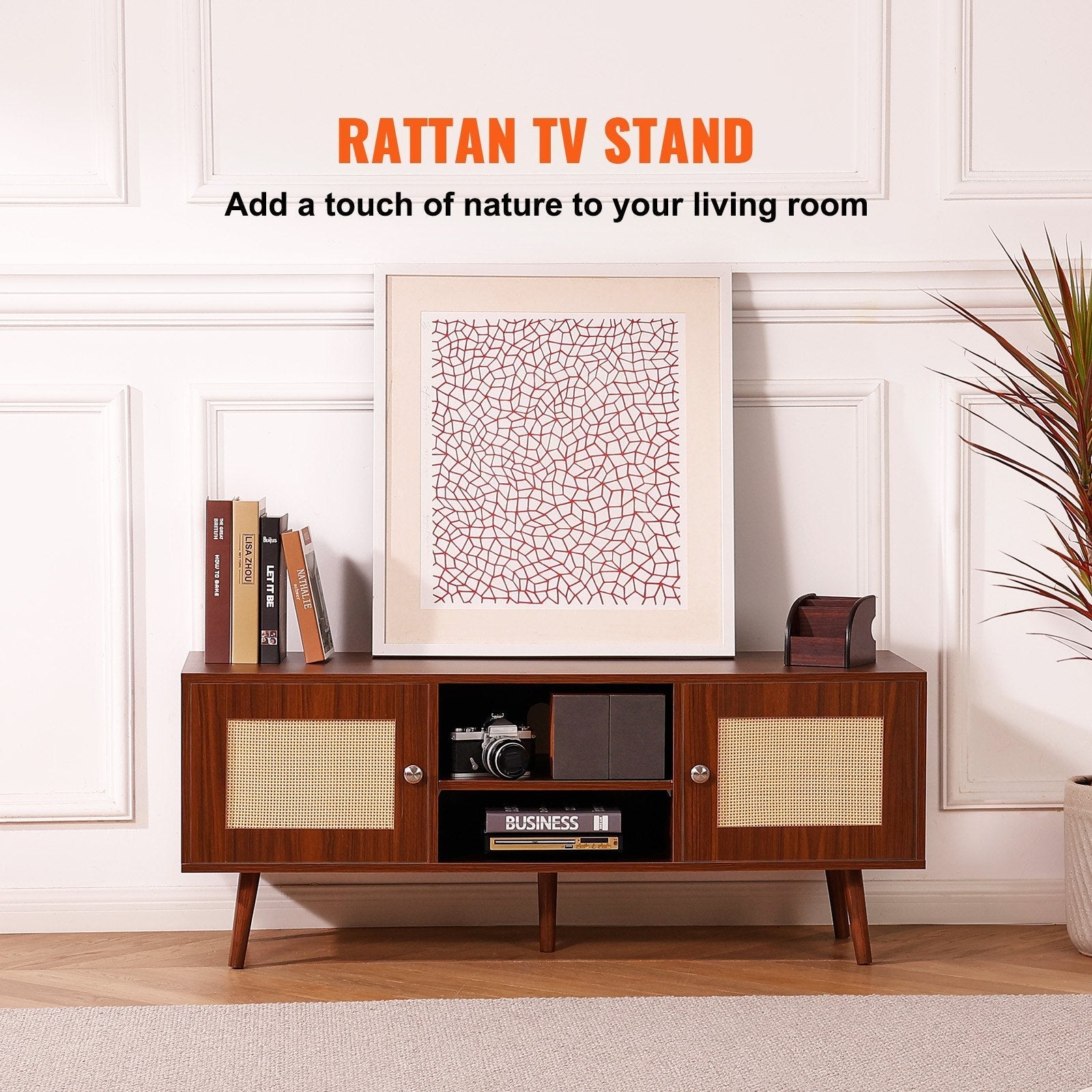 VEVOR Rattan TV Stand for 55