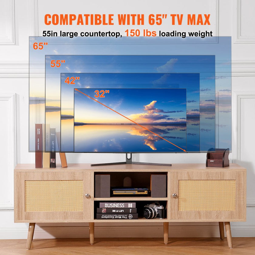 VEVOR Rattan TV Stand for 65