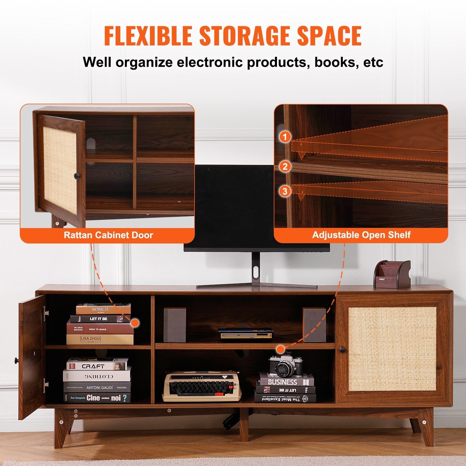 VEVOR Rattan TV Stand for 75