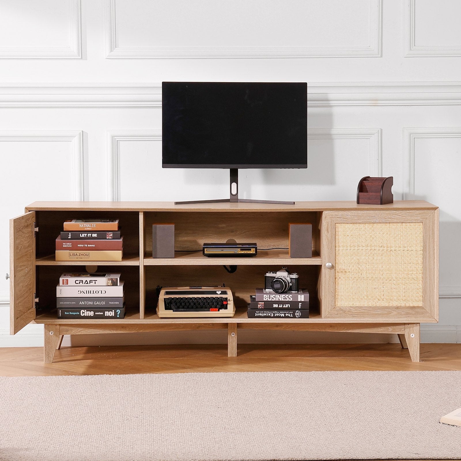 VEVOR Rattan TV Stand for 75