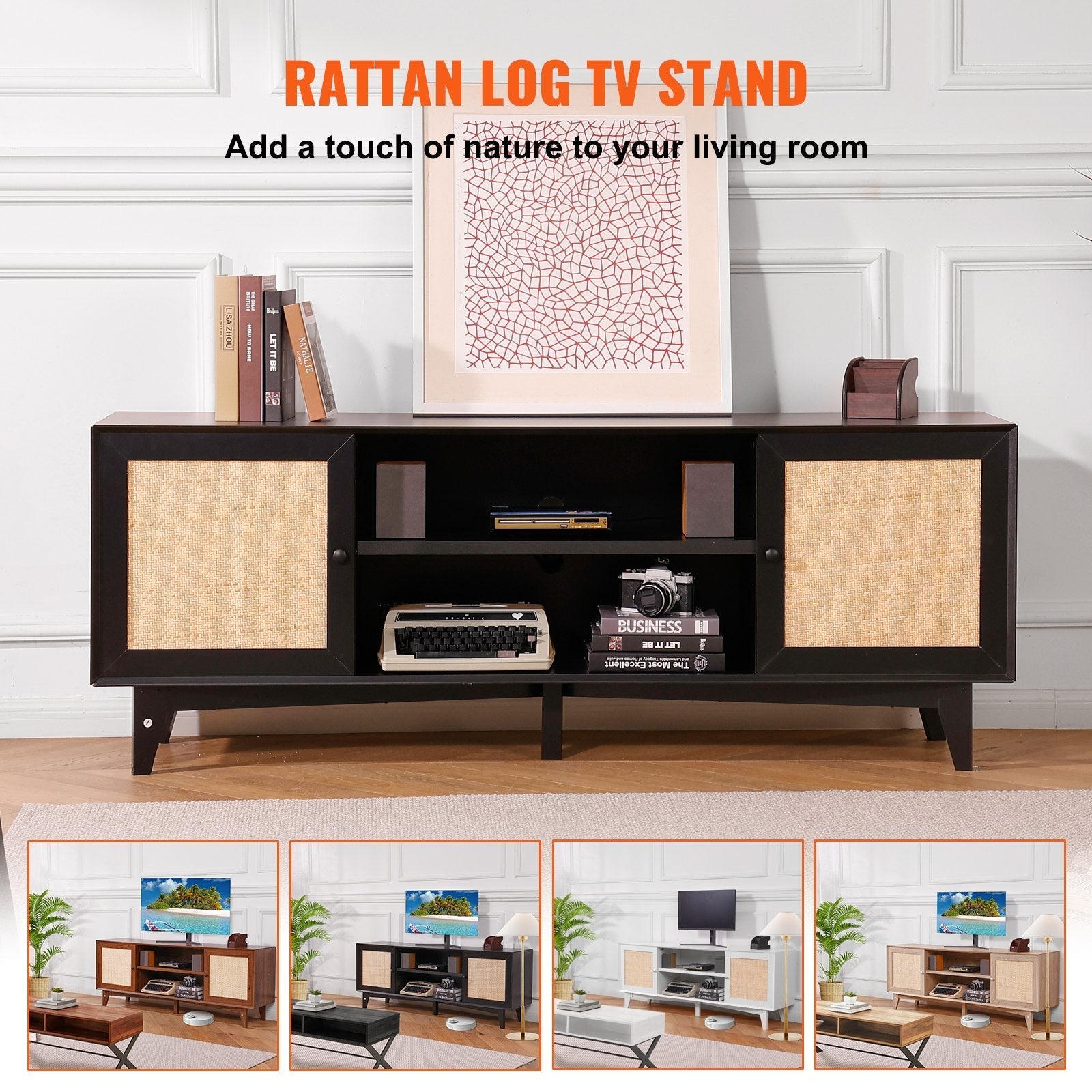 VEVOR Rattan TV Stand for 75