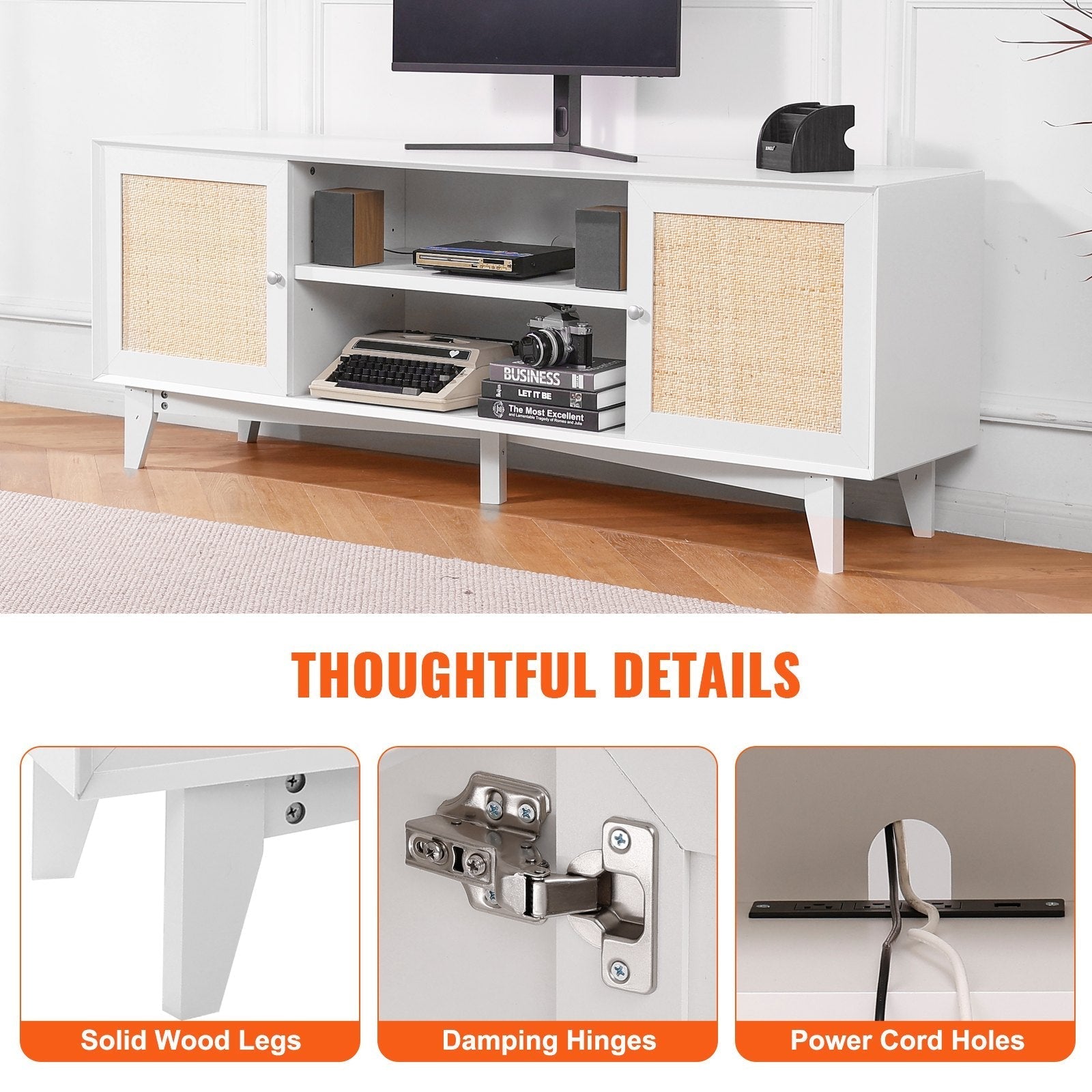 VEVOR Rattan TV Stand for 75