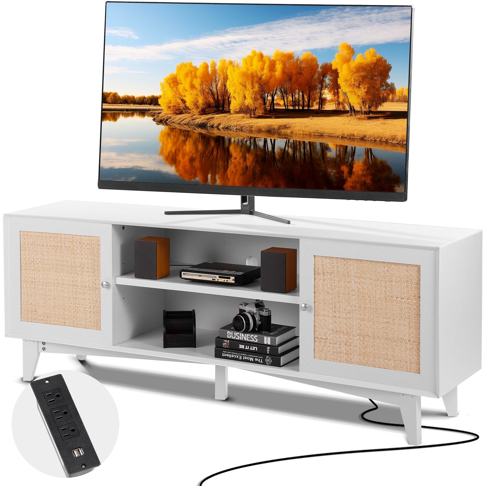 VEVOR Rattan TV Stand for 75
