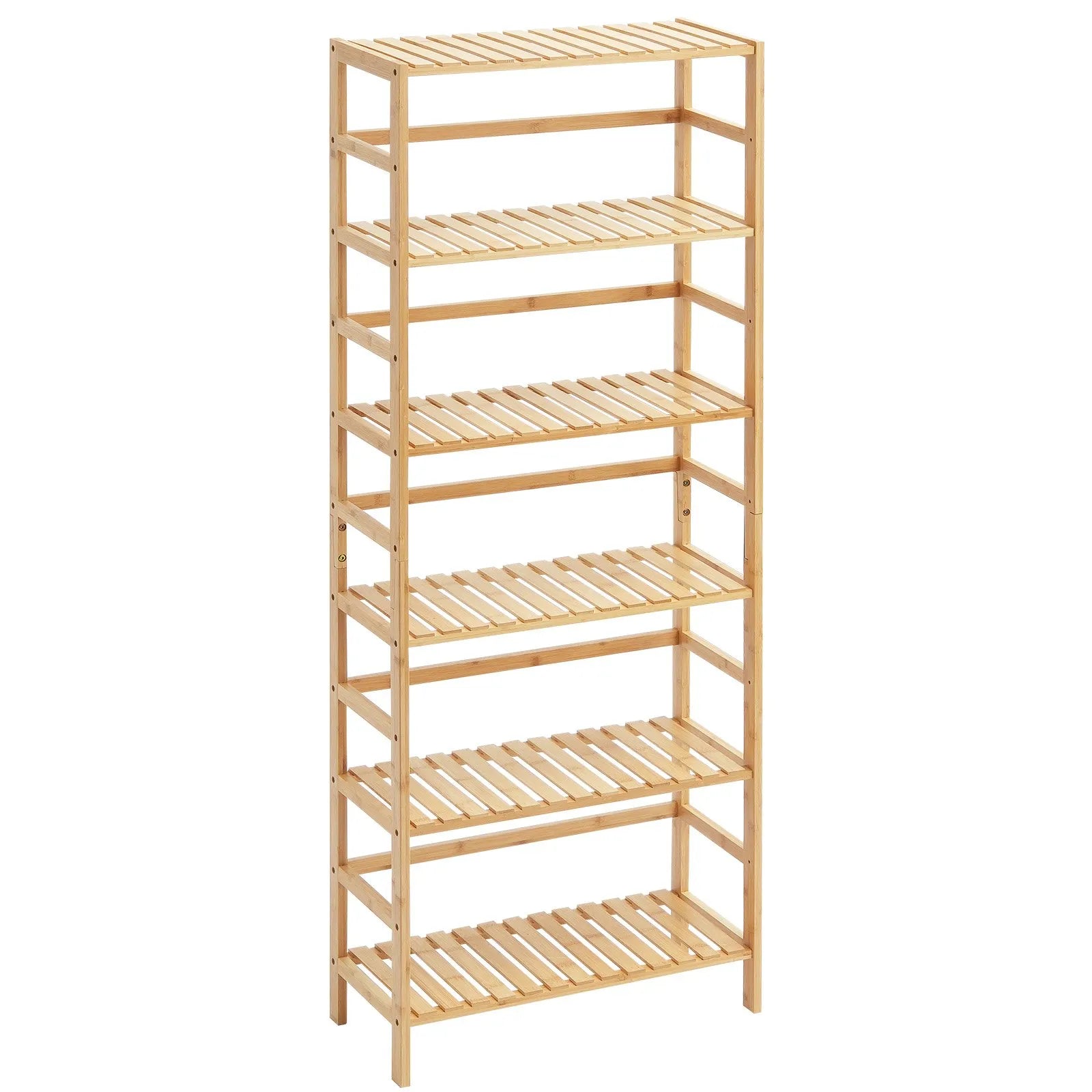 VEVOR Bamboo Bookshelf 6 Tiers Bamboo Ladder Bookcase Rectangle Storage Rack