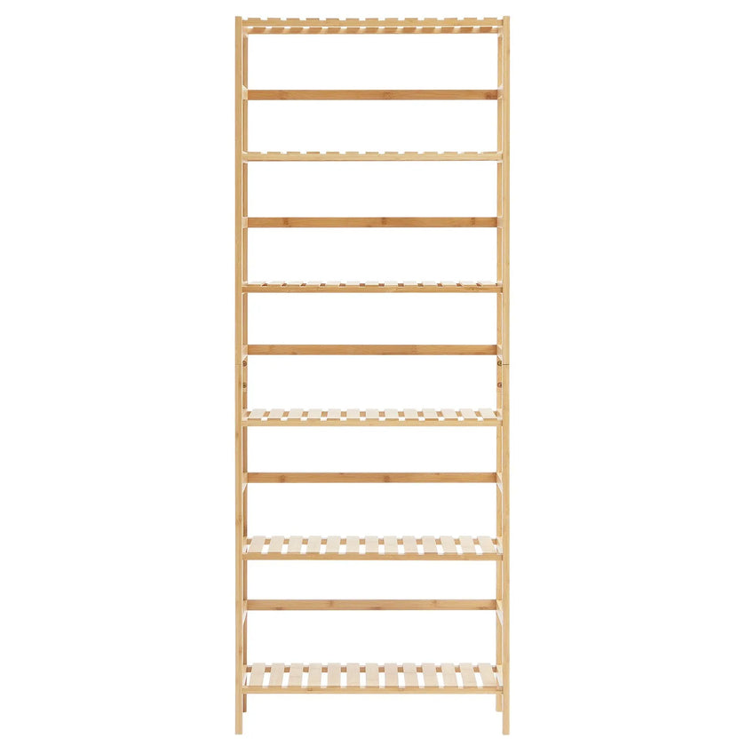 VEVOR Bamboo Bookshelf 6 Tiers Bamboo Ladder Bookcase Rectangle Storage Rack