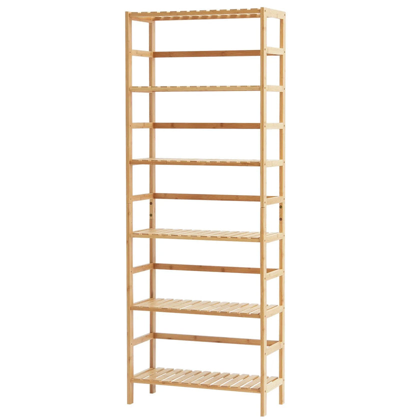 VEVOR Bamboo Bookshelf 6 Tiers Bamboo Ladder Bookcase Rectangle Storage Rack