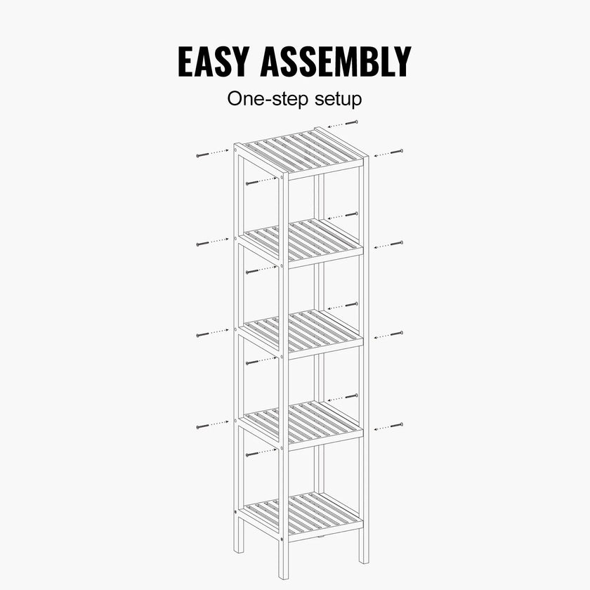 VEVOR Corner Standing Bookshelf 5-Tier Bamboo Ladder Narrow Shelf Plant Stand
