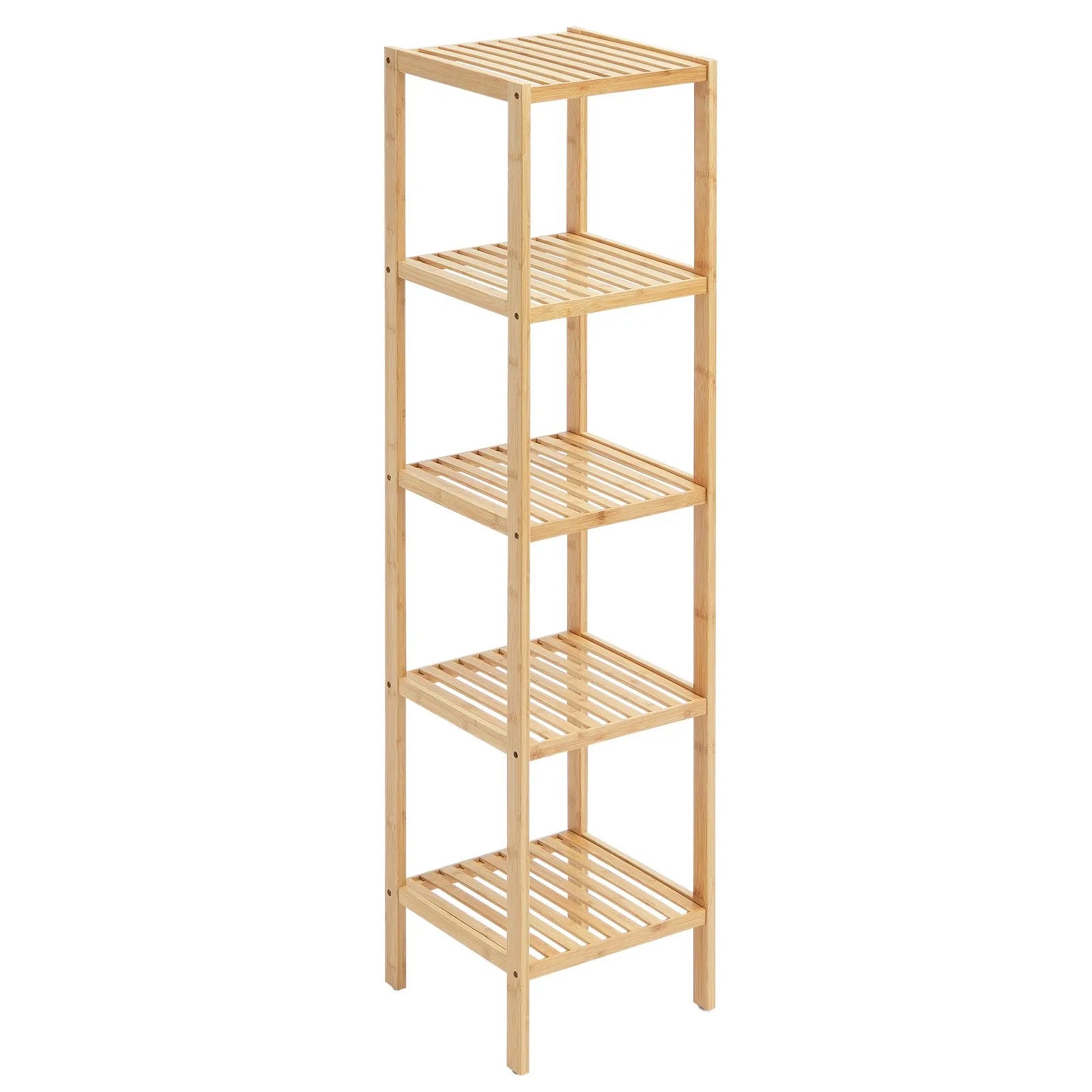 VEVOR Corner Standing Bookshelf 5-Tier Bamboo Ladder Narrow Shelf Plant Stand