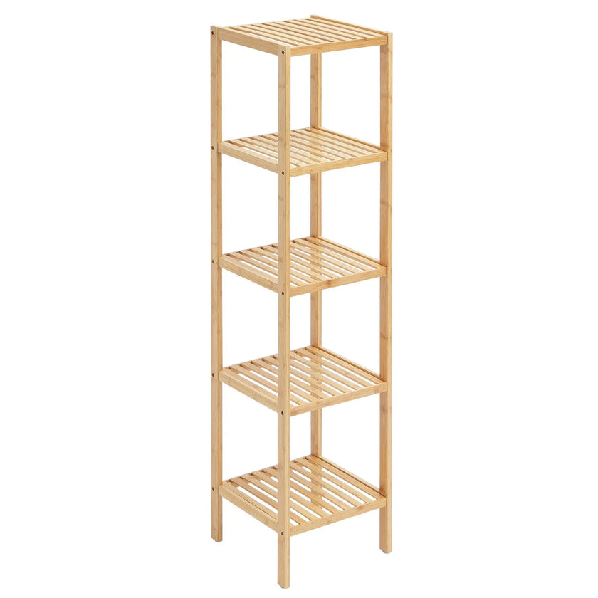 VEVOR Corner Standing Bookshelf 5-Tier Bamboo Ladder Narrow Shelf Plant Stand