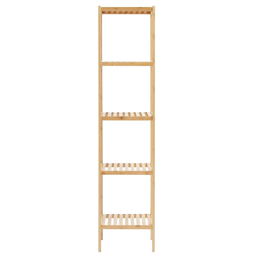 VEVOR Corner Standing Bookshelf 5-Tier Bamboo Ladder Narrow Shelf Plant Stand
