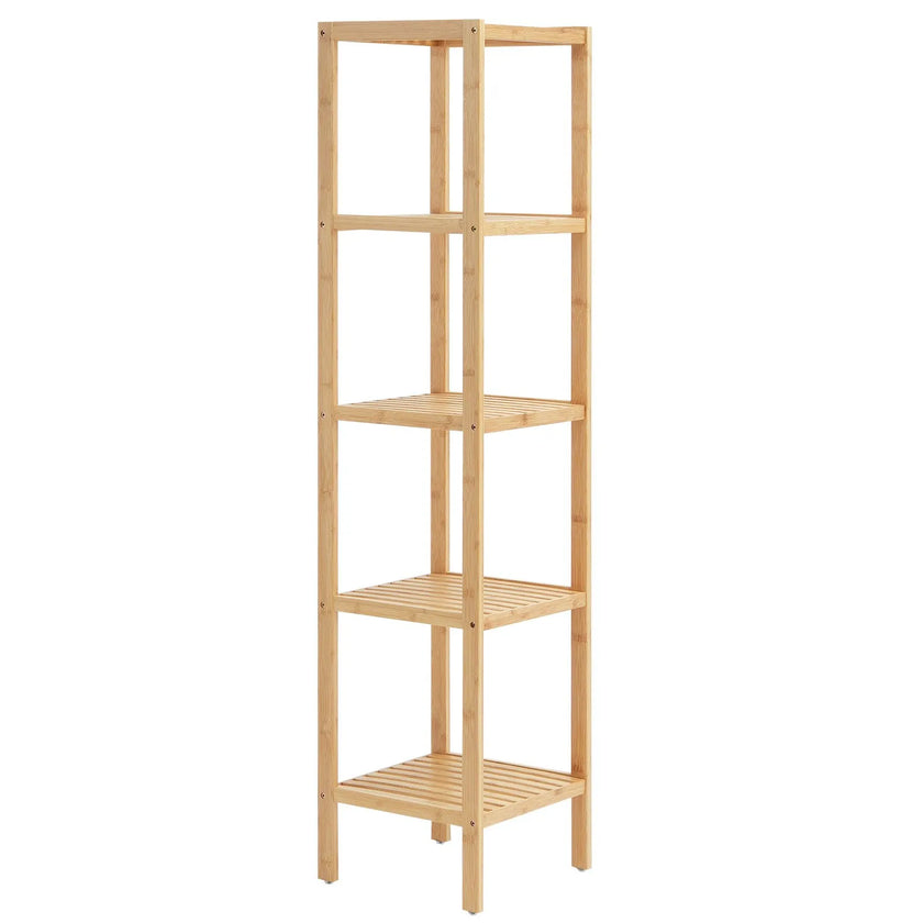 VEVOR Corner Standing Bookshelf 5-Tier Bamboo Ladder Narrow Shelf Plant Stand