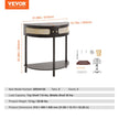 VEVOR Half-moon Rattan Console Table 2 Storage Drawers Rattan Sliding Door Black
