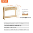 VEVOR Rattan Console Table with 2 Storage Drawers Rattan Sliding Door Natural
