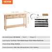 VEVOR Rattan Console Table with 3 Storage Drawers Rattan Sliding Door Natural