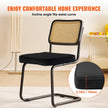 VEVOR Rattan Chairs, Set of 2, Mid Century Modern Dining Chair, Upholstered Velvet Accent Chair with Rattan Back, Retro Dining Room Kitchen Chair for Living Room, Bedroom, Reading Room, Office, Black
