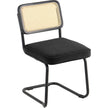 VEVOR Rattan Chairs, Set of 2, Mid Century Modern Dining Chair, Upholstered Velvet Accent Chair with Rattan Back, Retro Dining Room Kitchen Chair for Living Room, Bedroom, Reading Room, Office, Black