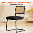 VEVOR Rattan Chairs, Set of 4, Mid Century Modern Dining Chair, Upholstered Velvet Accent Chair with Rattan Back, Retro Dining Room Kitchen Chair for Living Room, Bedroom, Reading Room, Office, Black