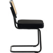 VEVOR Rattan Chairs, Set of 4, Mid Century Modern Dining Chair, Upholstered Velvet Accent Chair with Rattan Back, Retro Dining Room Kitchen Chair for Living Room, Bedroom, Reading Room, Office, Black