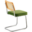 VEVOR Rattan Chairs, Set of 2, Mid Century Modern Dining Chair, Upholstered Velvet Accent Chair with Rattan Back, Retro Dining Room Kitchen Chair for Living Room, Bedroom, Reading Room, Office, Green