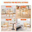VEVOR Rattan Chair, Mid Century Modern Dining Chair with Armrest, Upholstered Chair with Rattan Back, Retro Rattan Dining Room Kitchen Chair for Living Room, Bedroom, Reading Room, and Office, Beige