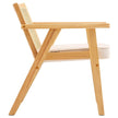 VEVOR Rattan Chair, Mid Century Modern Dining Chair with Armrest, Upholstered Chair with Rattan Back, Retro Rattan Dining Room Kitchen Chair for Living Room, Bedroom, Reading Room, and Office, Beige