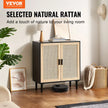 VEVOR Rattan Cabinet Storage with 2 Magnetic Doors and Adjustable Shelves Black