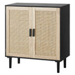 VEVOR Rattan Cabinet Storage with 2 Magnetic Doors and Adjustable Shelves Black