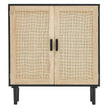 VEVOR Rattan Cabinet Storage with 2 Magnetic Doors and Adjustable Shelves Black