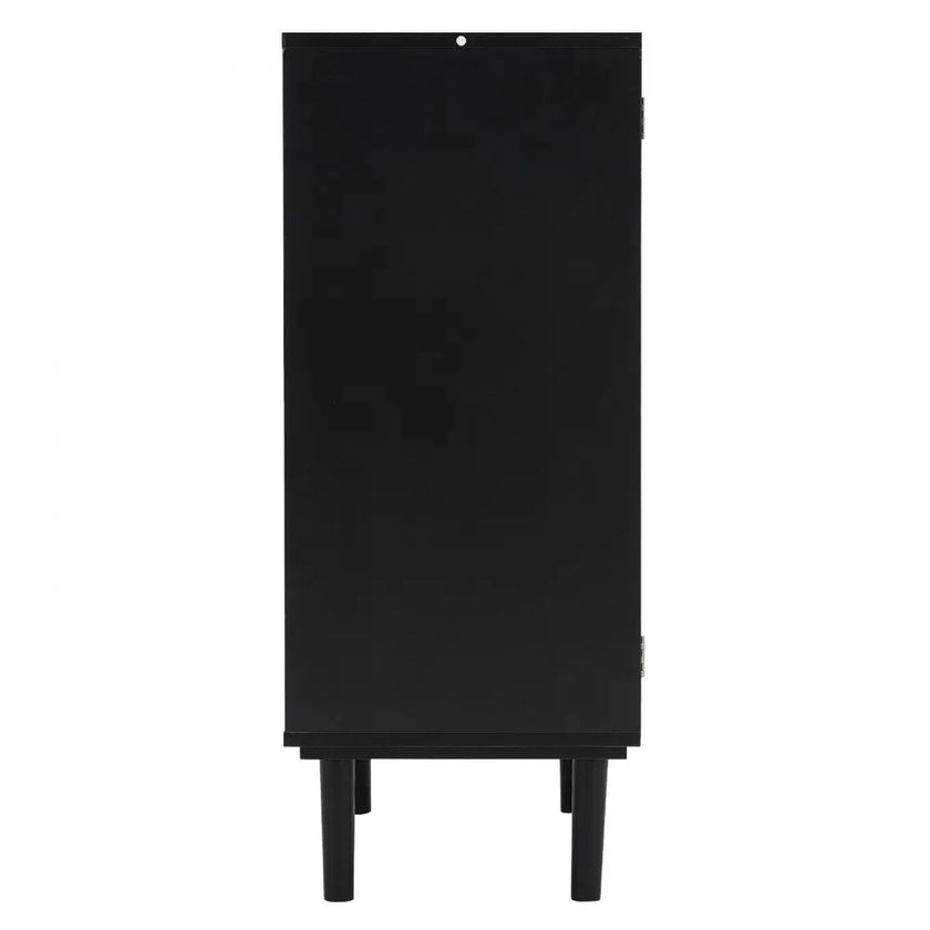 VEVOR Rattan Cabinet Storage with 2 Magnetic Doors and Adjustable Shelves Black