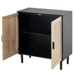 VEVOR Rattan Cabinet Storage with 2 Magnetic Doors and Adjustable Shelves Black
