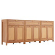 VEVOR Rattan Cabinet with 6 Doors 3 Drawers Adjustable Shelves Set of 3 Natural