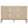 VEVOR Rattan Cabinet Storage with 3 Magnetic Doors & Adjustable Shelves Natural