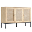 VEVOR Rattan Cabinet Storage with 3 Magnetic Doors & Adjustable Shelves Natural