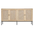 VEVOR Rattan Cabinet Storage with 4 Magnetic Doors & Adjustable Shelves Natural
