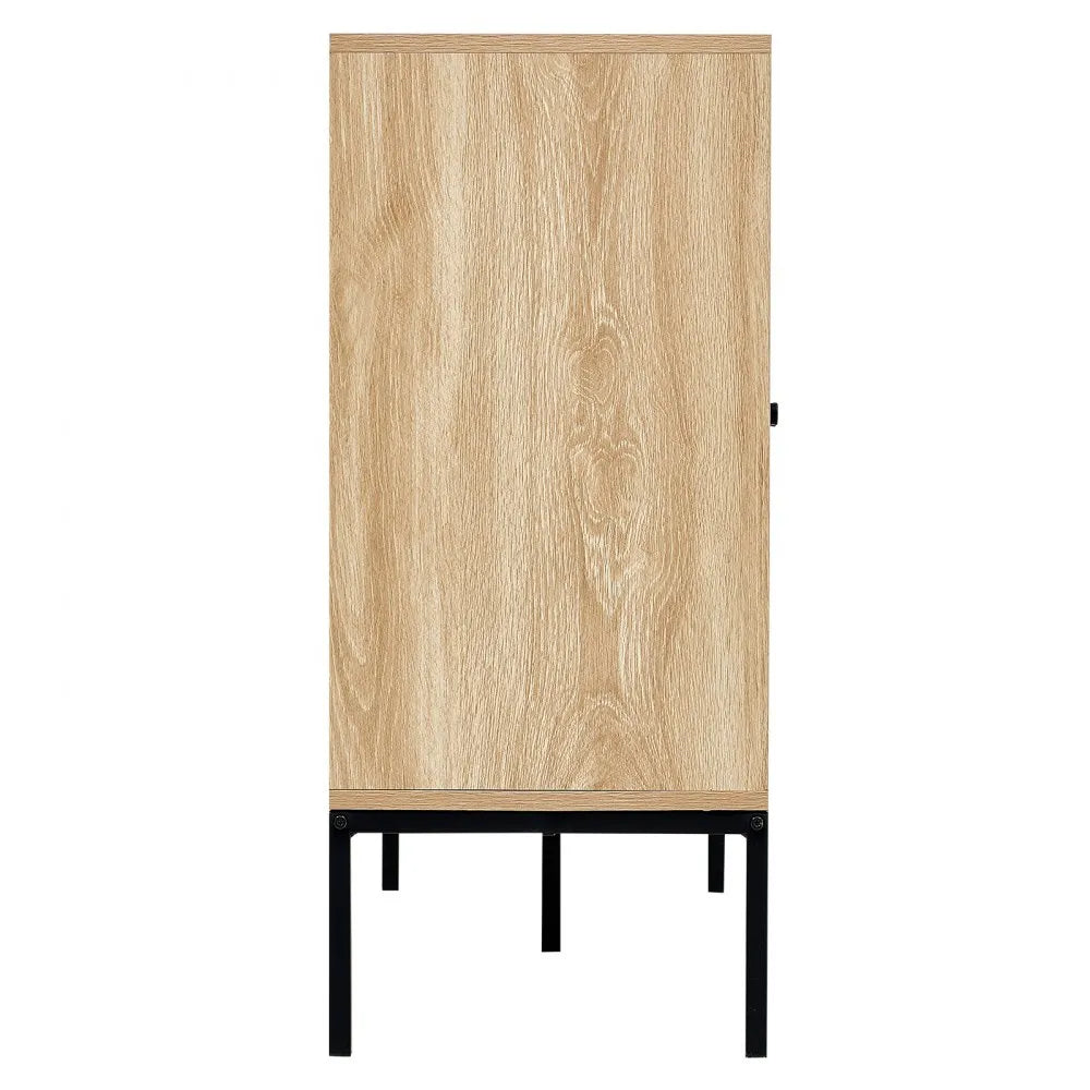 VEVOR Rattan Cabinet Storage with 4 Magnetic Doors & Adjustable Shelves Natural