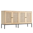 VEVOR Rattan Cabinet Storage with 4 Magnetic Doors & Adjustable Shelves Natural