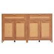 VEVOR Rattan Cabinet with 4 Doors 2 Drawers Adjustable Shelves Set of 2 Natural